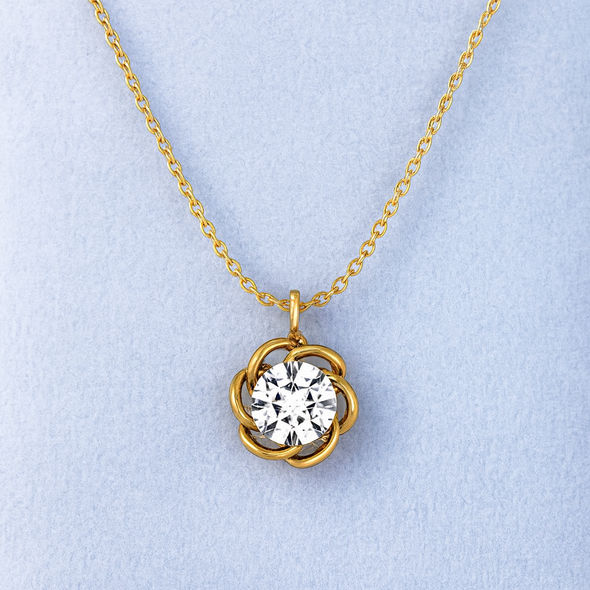 Twisted Floral Solitaire Necklace 925 Sterling Silver Yellow Plated