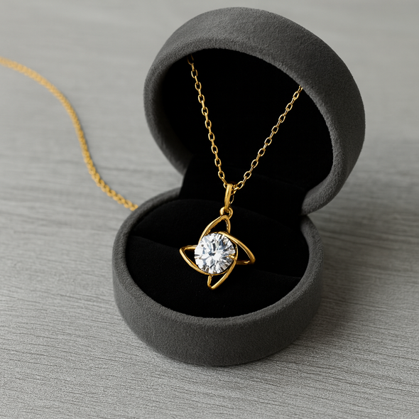 Infinity Petal Solitaire Necklace 925 Sterling Silver Yellow Plated