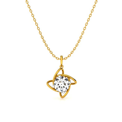 Infinity Petal Solitaire Necklace 925 Sterling Silver Yellow Plated