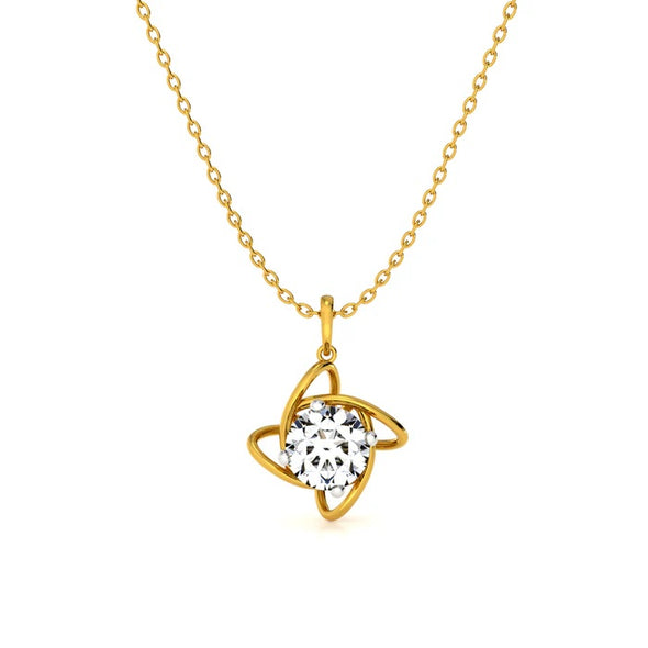 Infinity Petal Solitaire Necklace 925 Sterling Silver Yellow Plated