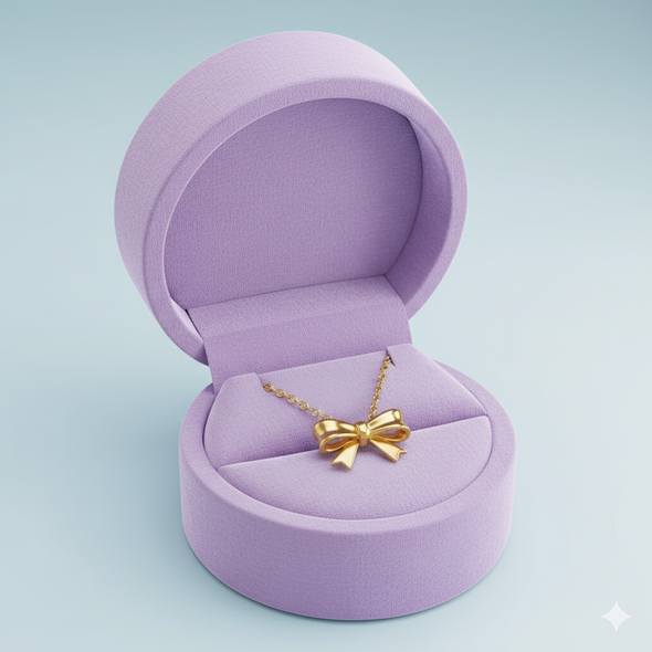 Bow Pendant Necklace 925 Sterling Silver Yellow Plated