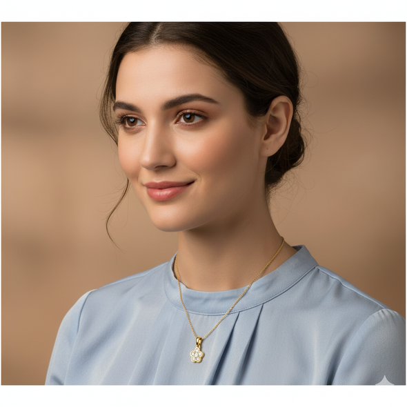 Petite Floral Cluster Necklace 925 Sterling Silver Yellow Plated