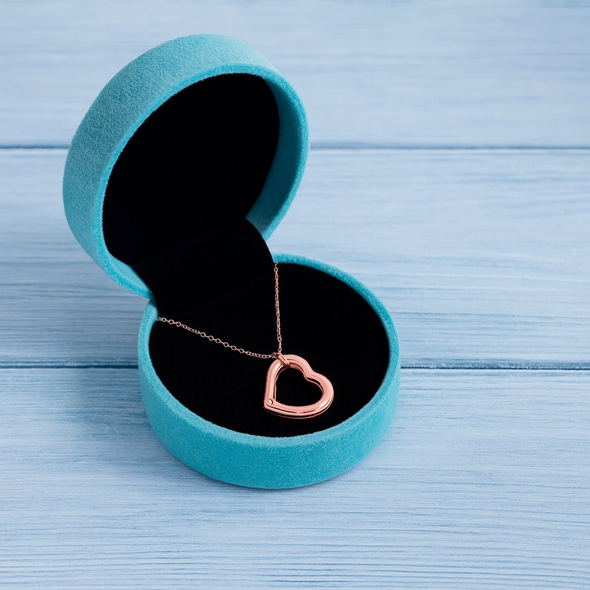 Open Heart Necklace 925 Sterling Silver Rose Plated