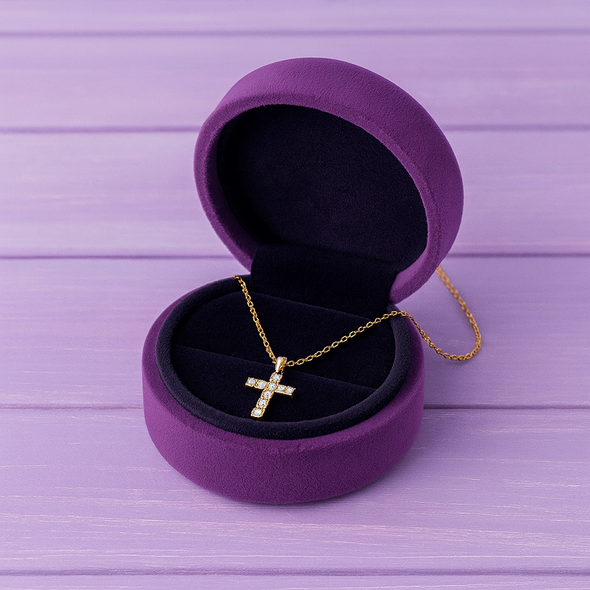 Classic Cross Necklace 925 Sterling Silver Yellow Plated
