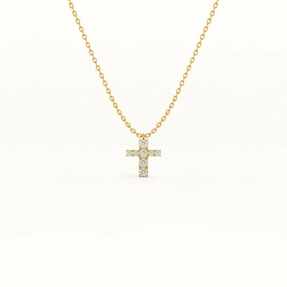 Classic Cross Necklace 925 Sterling Silver Yellow Plated