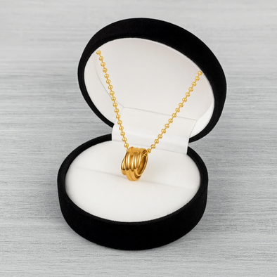 Triple Interlocking Ring Necklace 925 Sterling Silver Yellow Plated