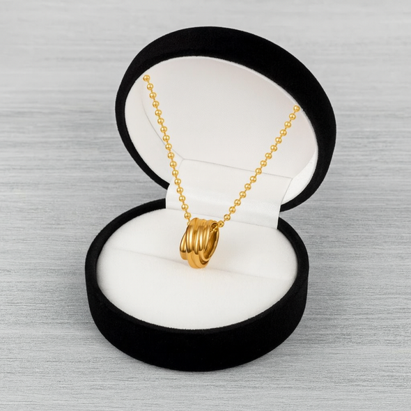 Triple Interlocking Ring Necklace 925 Sterling Silver Yellow Plated