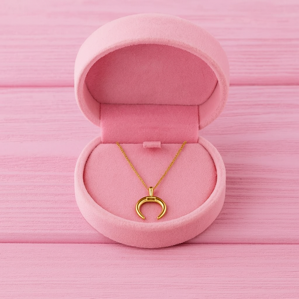 Crescent Moon Horn Necklace 925 Sterling Silver Yellow Plated