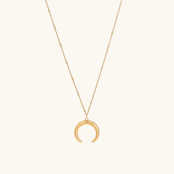 Crescent Moon Horn Necklace 925 Sterling Silver Yellow Plated