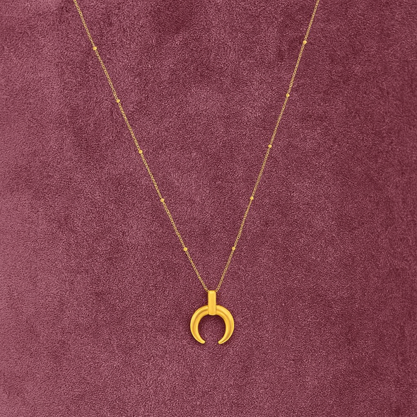 Mini Crescent Horn Necklace 925 Sterling Silver Yellow Plated