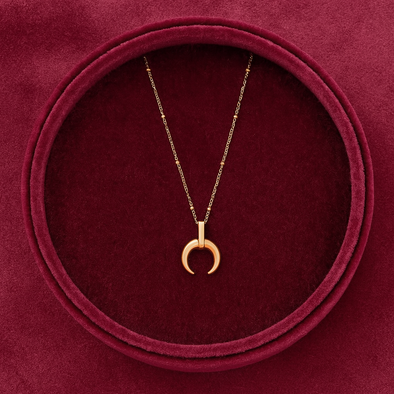 Mini Crescent Horn Necklace 925 Sterling Silver Yellow Plated