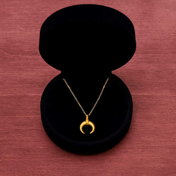 Mini Crescent Horn Necklace 925 Sterling Silver Yellow Plated