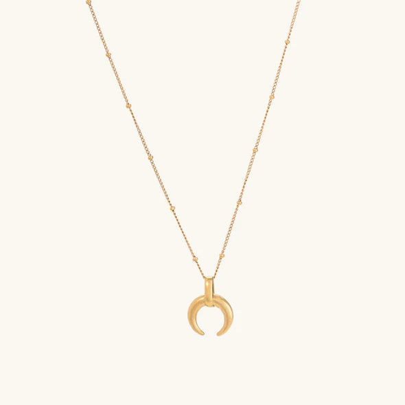 Mini Crescent Horn Necklace 925 Sterling Silver Yellow Plated