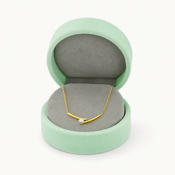 Pearl Curve Bar Necklace 925 Sterling Silver Yellow Plated