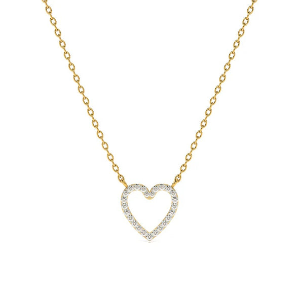 White Cz Open Heart Necklace 925 Sterling Silver Yellow Plated