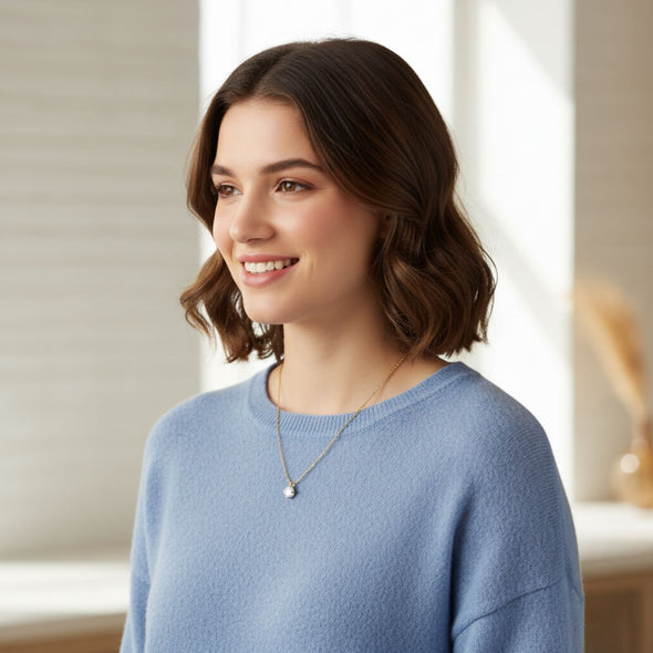 Classic Solitaire Necklace 925 Sterling Silver Yellow Plated