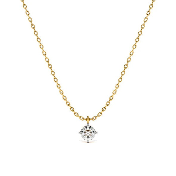 Classic Solitaire Necklace 925 Sterling Silver Yellow Plated
