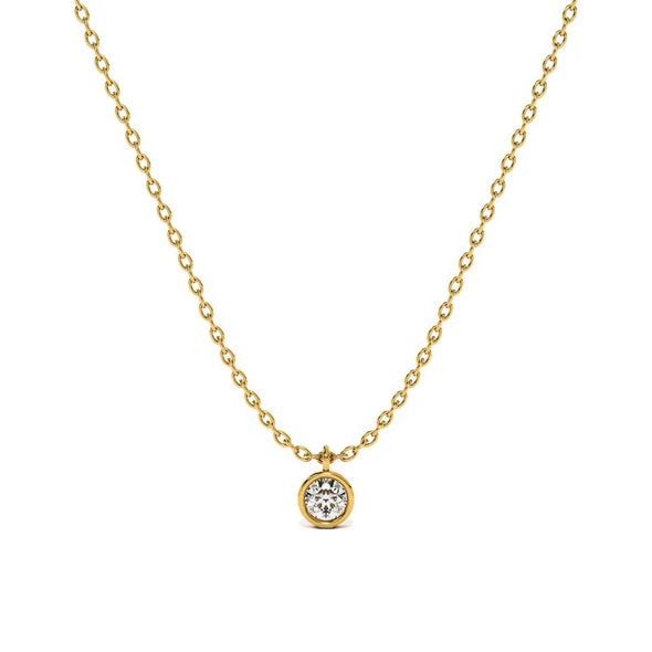 Bezel Solitaire Necklace 925 Sterling Silver Yellow Plated