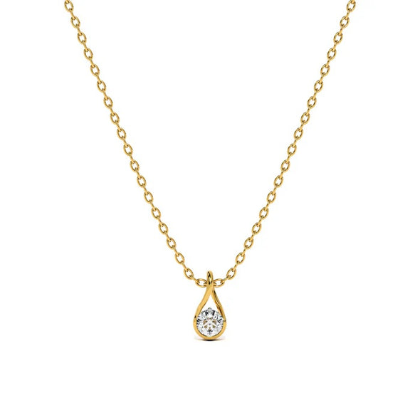 Teardrop Solitaire Necklace 925 Sterling Silver Yellow Plated