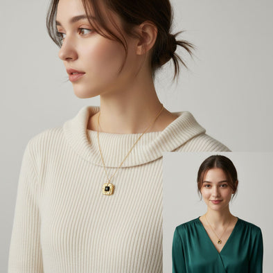 Black Onyx Rope Square Necklace 925 Sterling Silver Yellow Plated