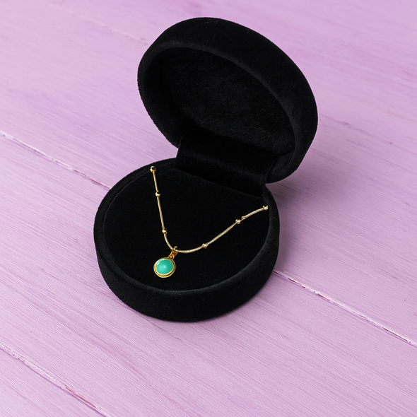 Green Onyx Beaded Chain Necklace 925 Sterling Silver Yellow Plated