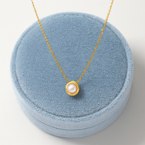 Freshwater Pearl Necklace 925 Sterling Silver Yellow Plated