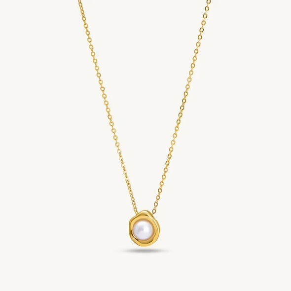 Freshwater Pearl Necklace 925 Sterling Silver Yellow Plated