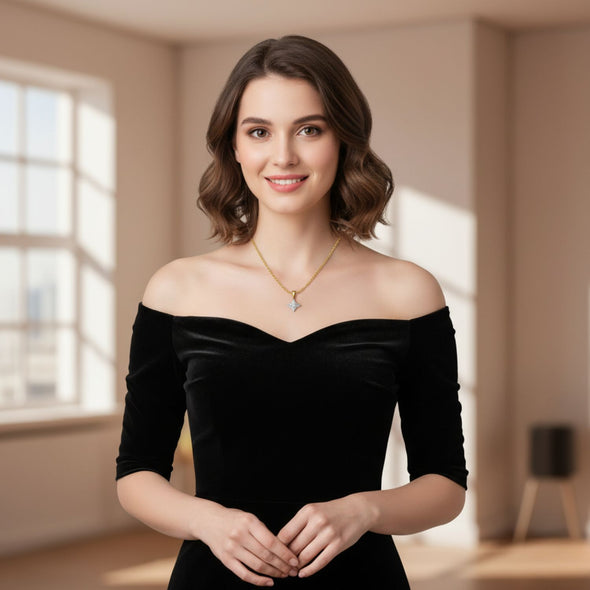 Starburst Pendant Necklace 925 Sterling Silver Yellow Plated