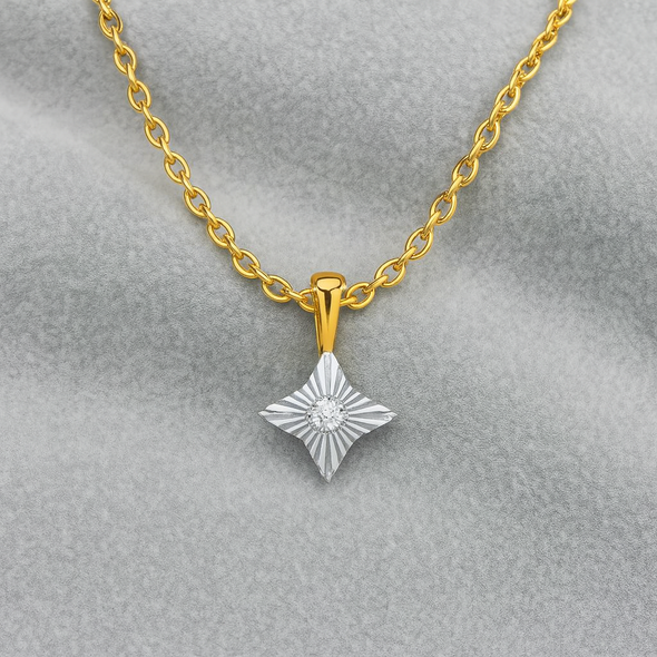 Starburst Pendant Necklace 925 Sterling Silver Yellow Plated
