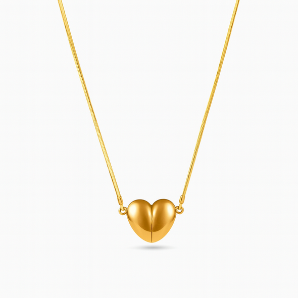 Golden Heart Elegant Symbol of Love Necklace 925 Sterling Silver Yellow Plated