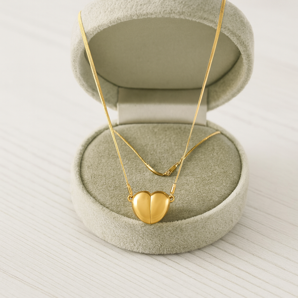 Golden Heart Elegant Symbol of Love Necklace 925 Sterling Silver Yellow Plated