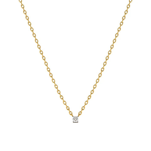 Square White CZ Necklace 925 Sterling Silver Yellow Plated