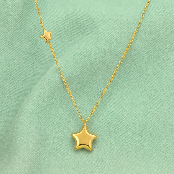 Star Charm Necklace 925 Sterling Silver Yellow Plated