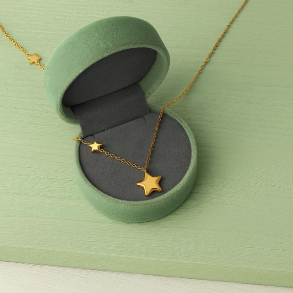 Star Charm Necklace 925 Sterling Silver Yellow Plated