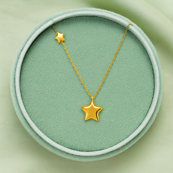 Star Charm Necklace 925 Sterling Silver Yellow Plated