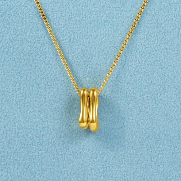 Wavy Bar Necklace 925 Sterling Silver Yellow Plated