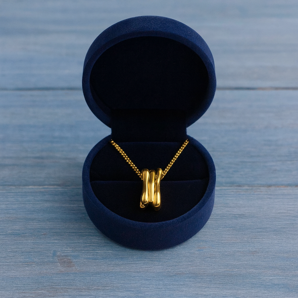 Wavy Bar Necklace 925 Sterling Silver Yellow Plated