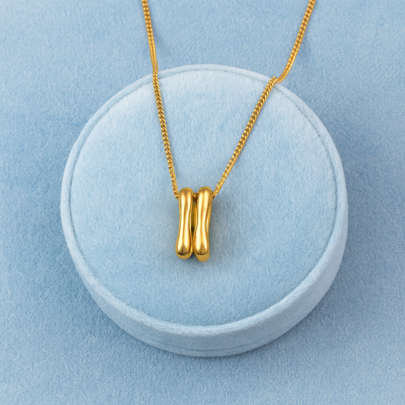 Wavy Bar Necklace 925 Sterling Silver Yellow Plated