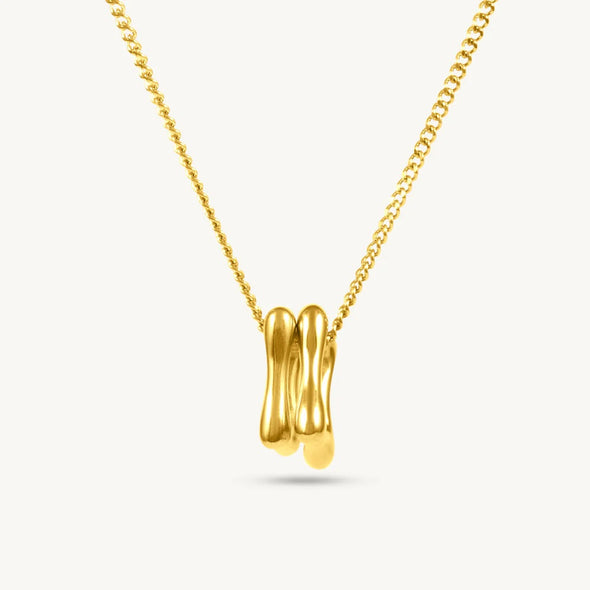 Wavy Bar Necklace 925 Sterling Silver Yellow Plated