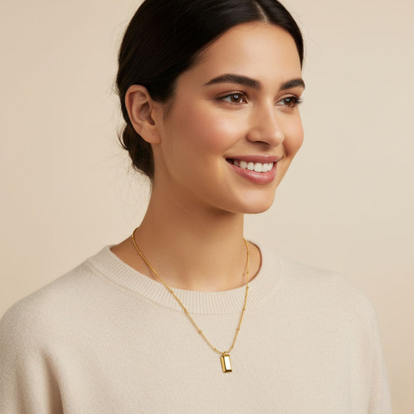 Minimalist Bar Necklace 925 Sterling Silver Yellow Plated