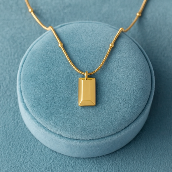 Minimalist Bar Necklace 925 Sterling Silver Yellow Plated