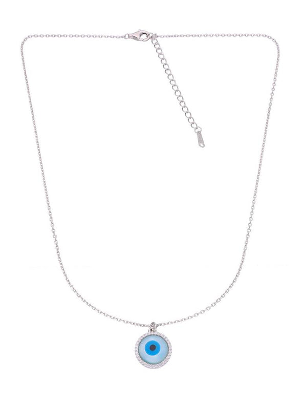 Blue Evil Eye Pendant Necklace 925 Sterling Silver
