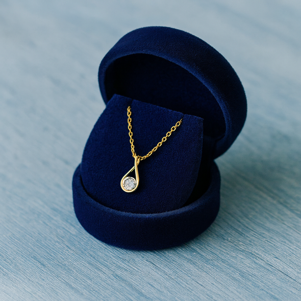 White Stone Teardrop Necklace 925 Sterling Silver Yellow Plated