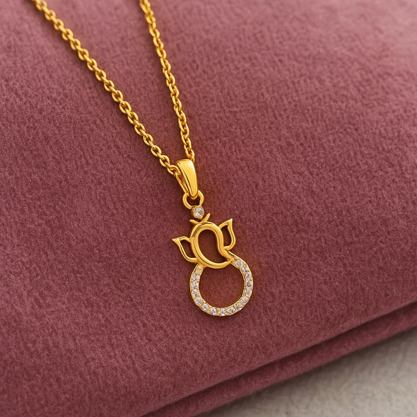 Ganesha Pendant Necklace 925 Sterling Silver Yellow Plated