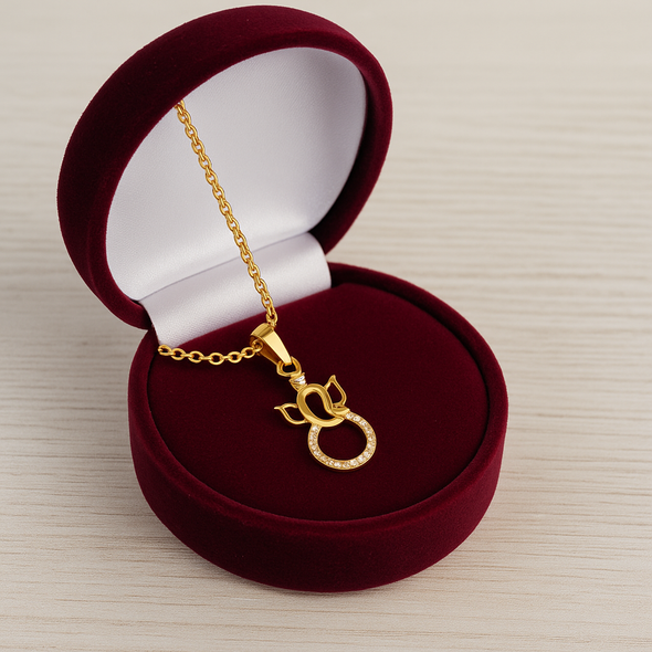 Ganesha Pendant Necklace 925 Sterling Silver Yellow Plated