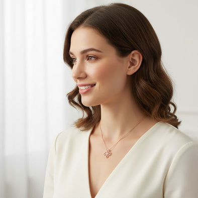 Infinity Heart Cross Pendant Necklace 925 Sterling Silver Rose Plated