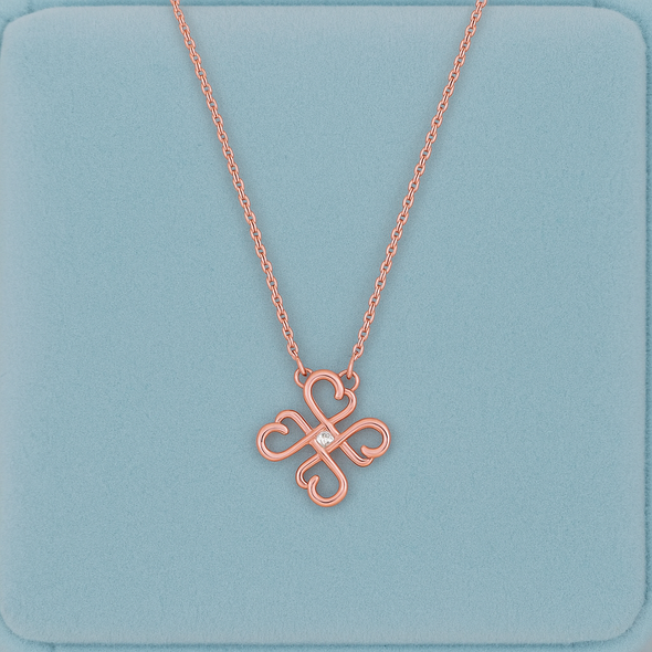Infinity Heart Cross Pendant Necklace 925 Sterling Silver Rose Plated