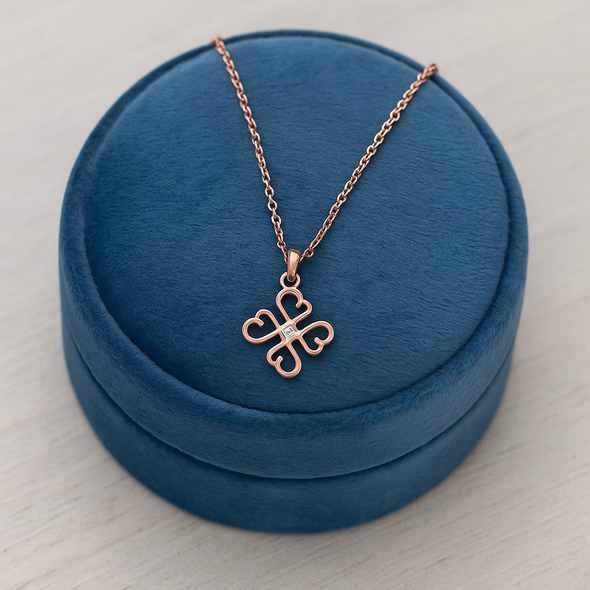 Infinity Heart Cross Pendant Necklace 925 Sterling Silver Rose Plated