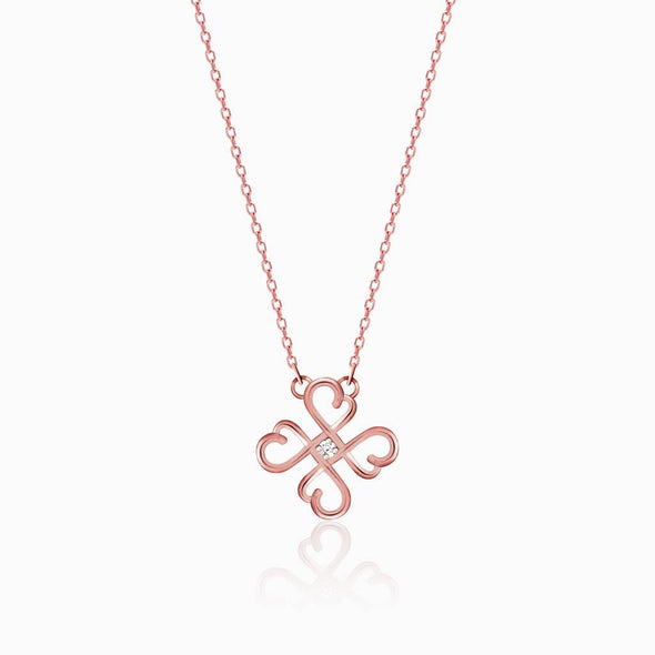 Infinity Heart Cross Pendant Necklace 925 Sterling Silver Rose Plated