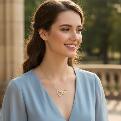 Infinity Heart Necklace 925 Sterling Silver Yellow Plated